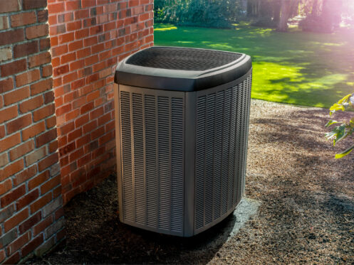 Heat pump system outside a Downers Grove home