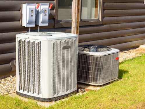 Air conditioner and heat pump outside a Downers Grove home